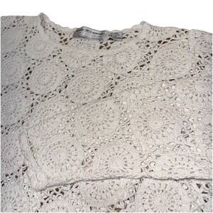 Vintage 90's Maggie Lawrence Collection White Crochet Doily Sweater‎ Women's M
